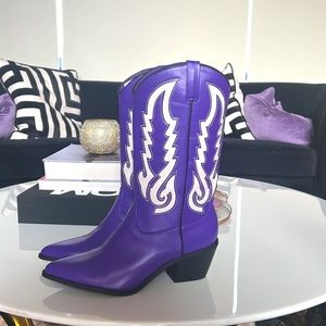 Purple and white cowboy boots women’s never worn